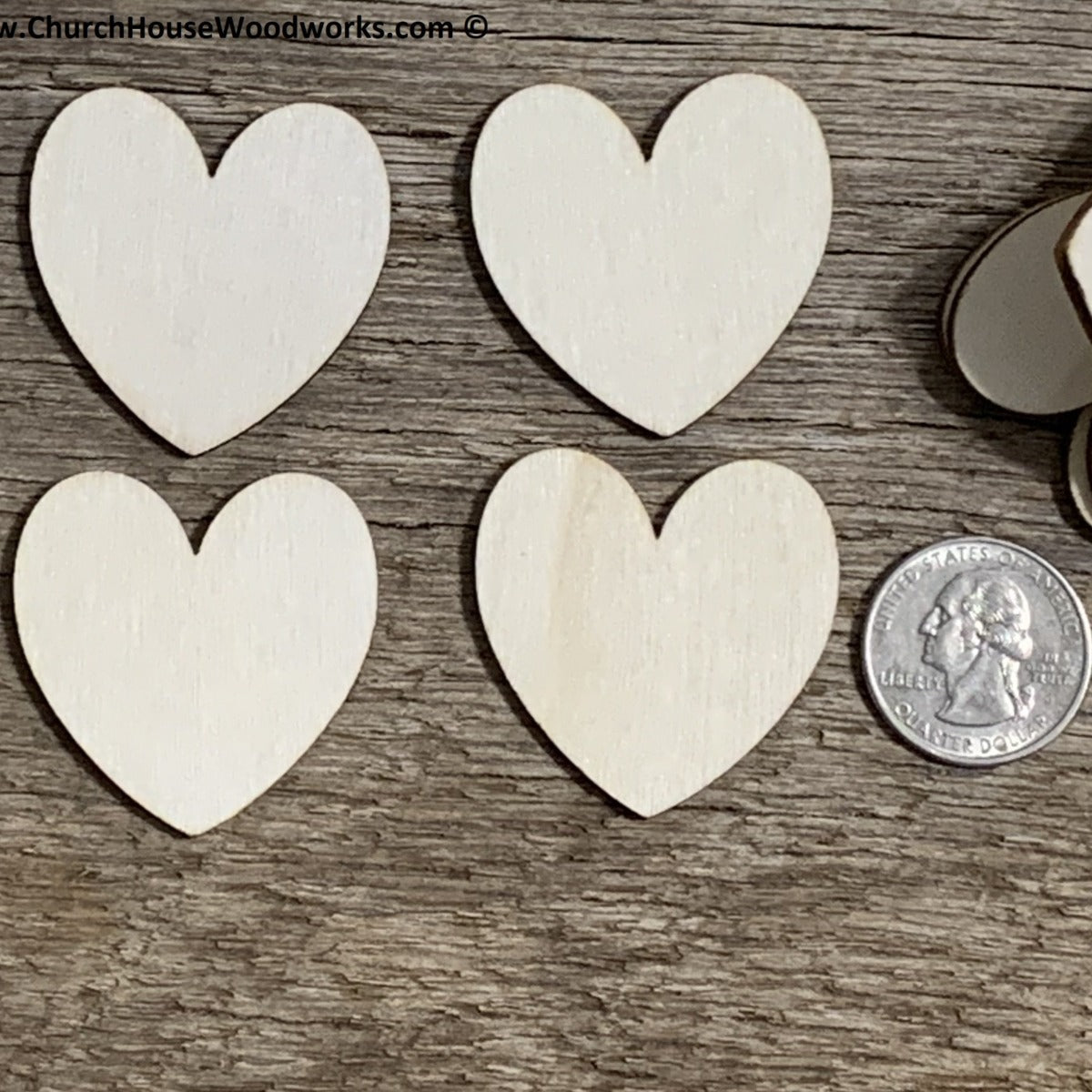 Blank Wood HEARTS 100 QTY- 1-1/2 inch