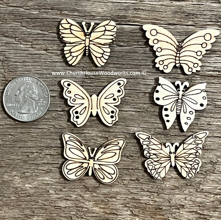 1 inch laser cut wood butterfly craft pieces