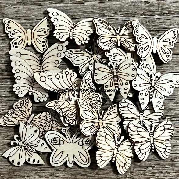 1 inch laser cut wood butterfly craft pieces