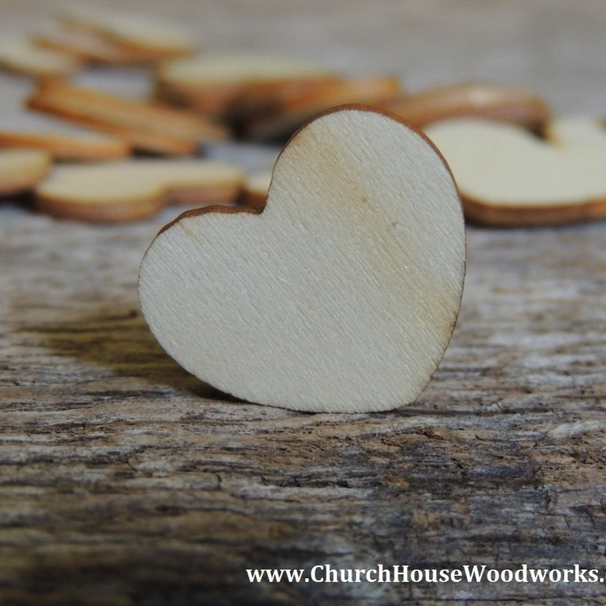 100 Solid Wood Hearts, 1-1/2 Inch Wide, 1/8 Inch Thick - Natural